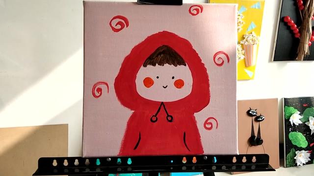 小美好 #画画 穿红色斗篷的小女孩@抖音小助手